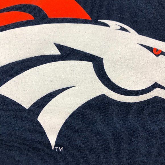 Vintage Denver Broncos Shirt Men's Medium Logo 7 Blue Short Sleeve Made USA 1997 - Picture 4 of 10
